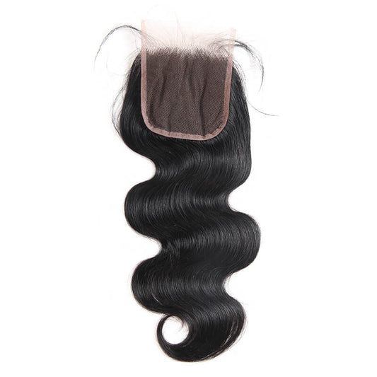 Indian braid human hair 4x4 lace closure body wave