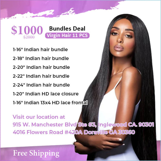 11 Bundle Indian Raw Hair Deal $1000