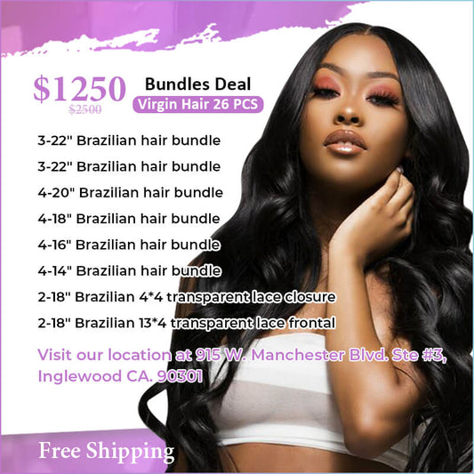 26Pcs Brazilian human hair bundles deal $1250