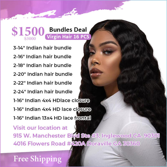 16 Bundles Indian Raw Hair Deal $1500