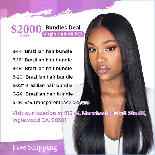 48Pcs Brazilian human hair bundles deal $2000