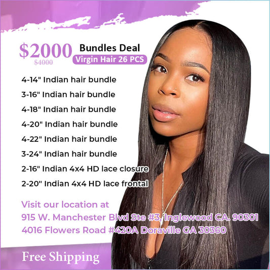 26 Bundles Indian Raw Hair Deal $2000