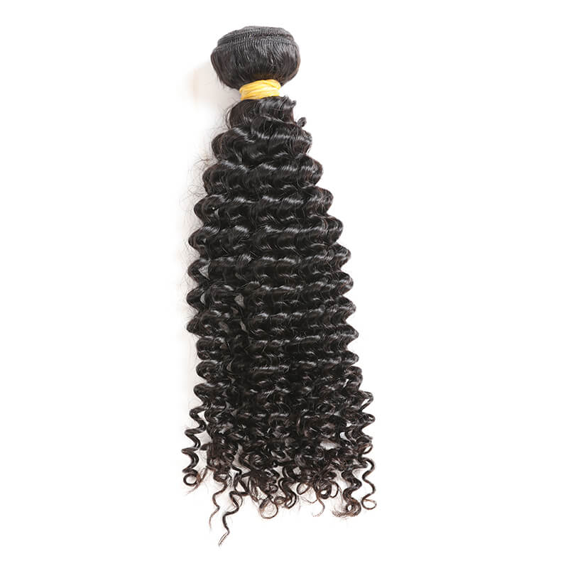 4Pcs Brazilian human hair bundles with 4x4 transparent lace closure deep curly