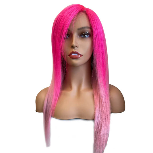 Brazilian Custom Pink 13x4 transparent lace frontal wig straight