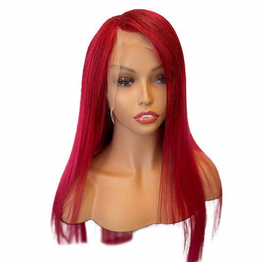 Brazilian Custom Cherry Red Wig  13x4 Transparent Lace Frontal Wig 