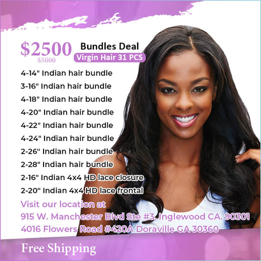 31 Bundles Indian Raw Hair Deal $2500