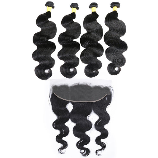 4Pcs Brazilian hair bundles with 13x4 HD Lace Frontal Body Wave 