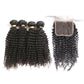 4Pcs Brazilian Deep Curly Hair Bundles with HD Lace Closure