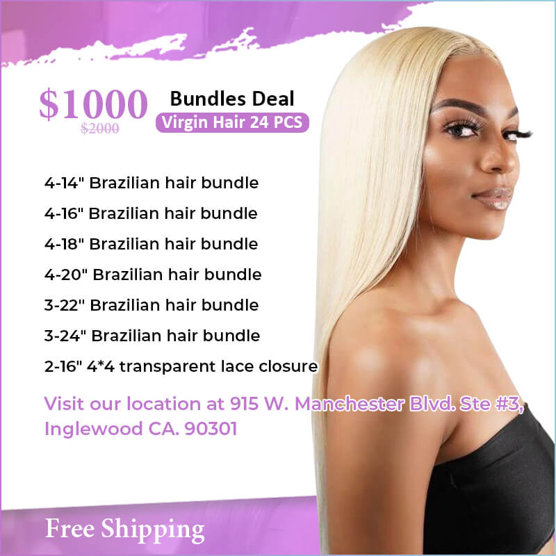 24Pcs 613 blonde Brazilian human hair bundles deal $1000