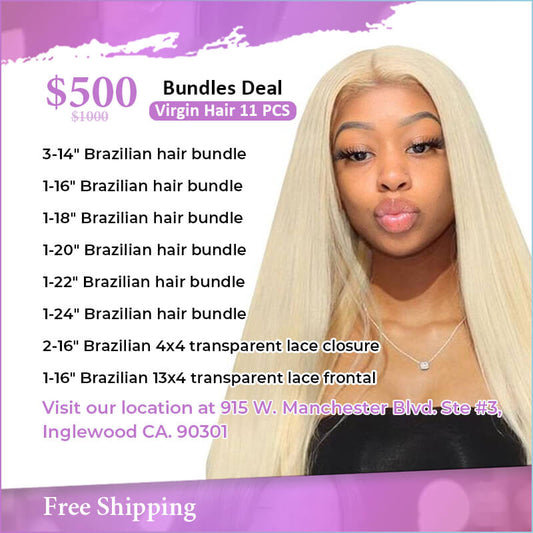 11Pcs 613 blonde Brazilian human hair bundles deal $500