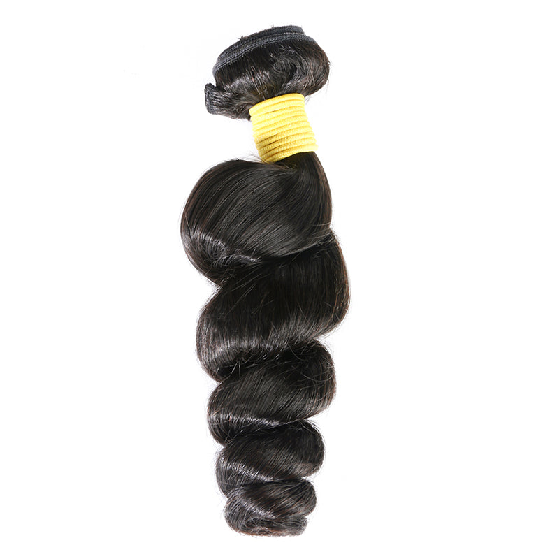 4Pcs Brazilian human hair bundles with 4x4 transparent lace closure loose wave