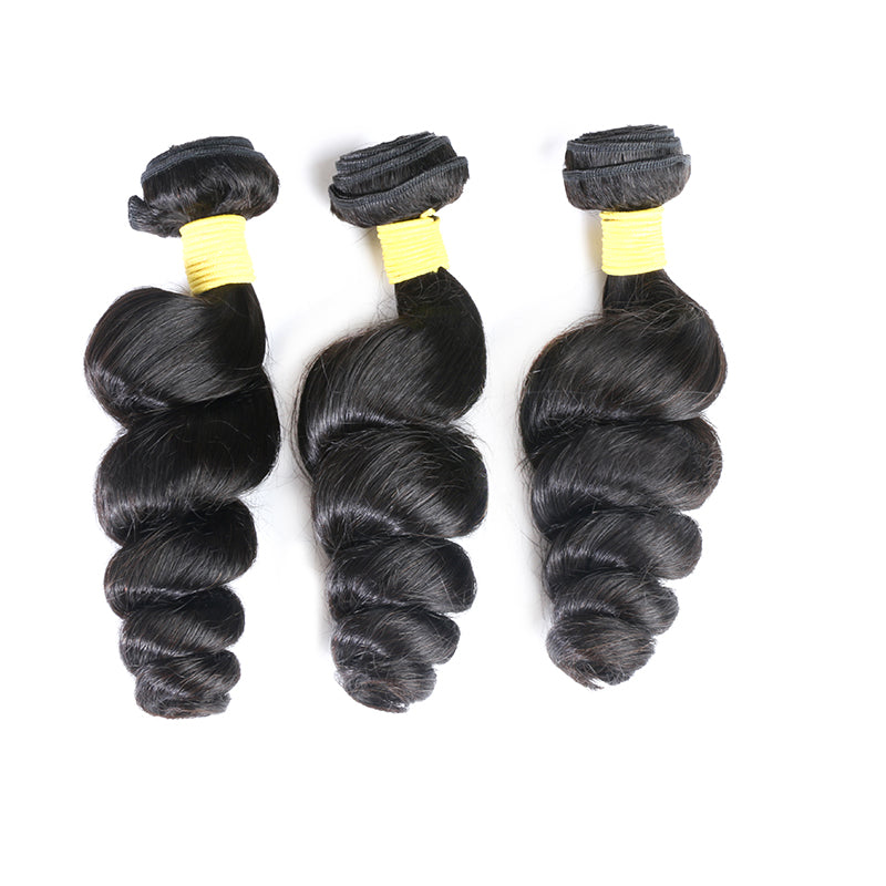 3Pcs Brazilian hair bundles with 13x4 transparent lace frontal loose wave