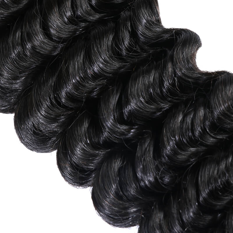 Brazilian Hair Bundles with 4x4 Transparent Lace Closure Deep Wave