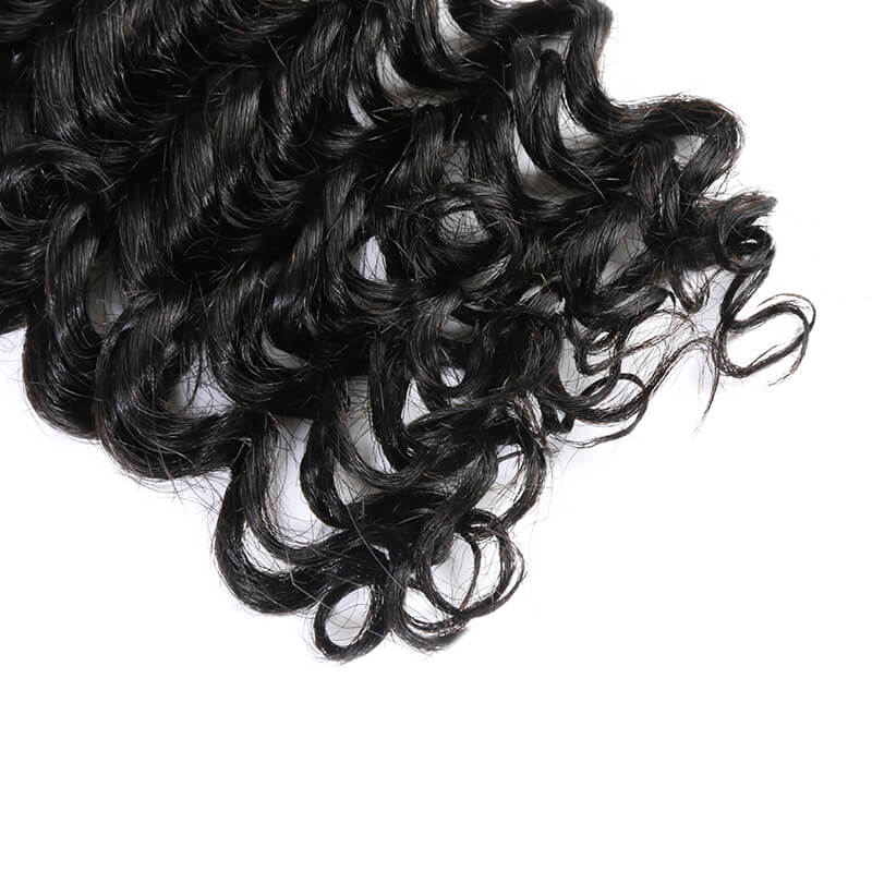 Brazilian Hair Bundles with 4x4 Transparent Lace Closure Deep Wave