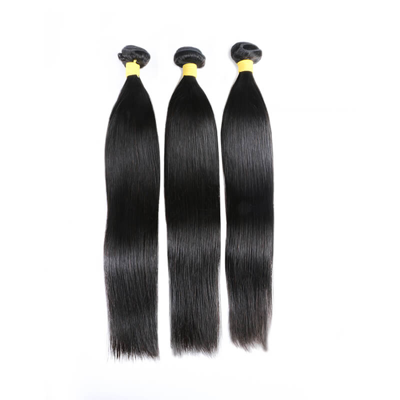 3Pcs Brazilian hair bundles with 13x4 transparent lace frontal straight