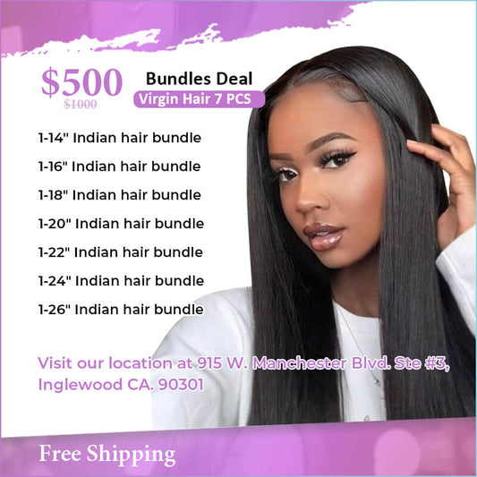 7Pcs Indian raw hair bundles deal $500
