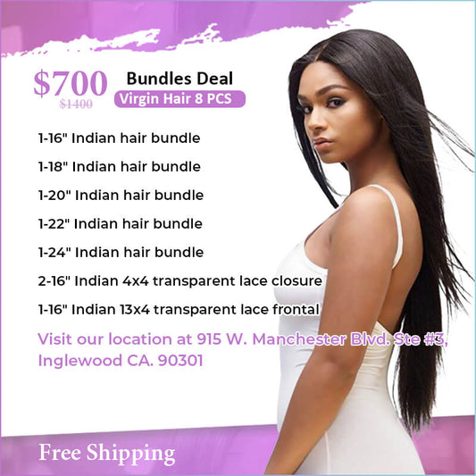 8Pcs Indian raw hair bundles deal $700