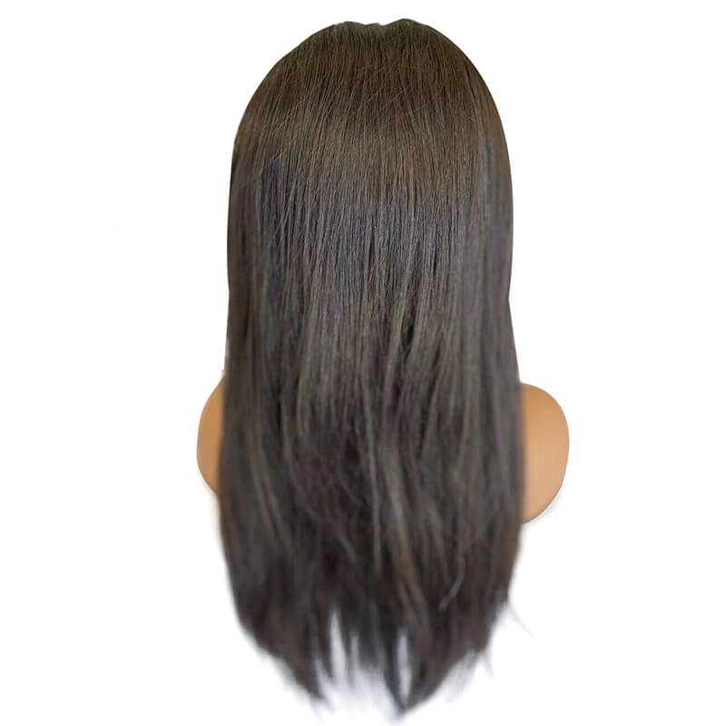 150% density 20" Indian 4x4 transparent lace closure wig straight