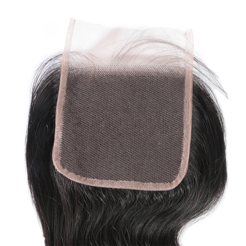 4Pcs Brazilian human hair bundles with 4x4 transparent lace closure body wave