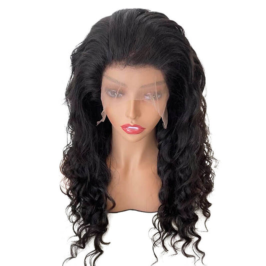 Custom Brazilian 13x4 transparent lace frontal wig loose wave